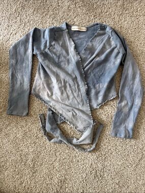 Fusion threads collective women’s Light Slate Blue Wrap tie cropped long sleeve